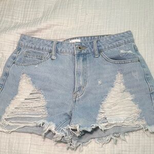 Women’s Light Blue Distressed Denim Jean Shorts